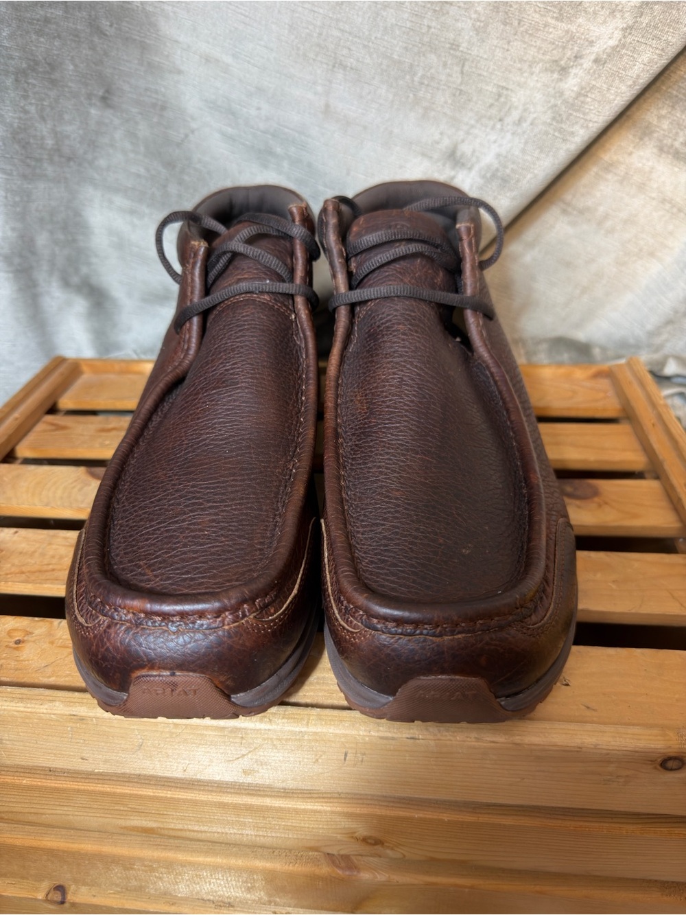 Ariat Spitfire Men's Western Brown Moc Toe Hightop Shoe. Size 14D
